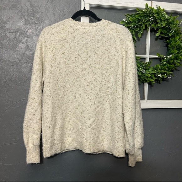 LOFT Women's Speckled gold Cream V-Neck Sweater larger - Picture 6 of 8